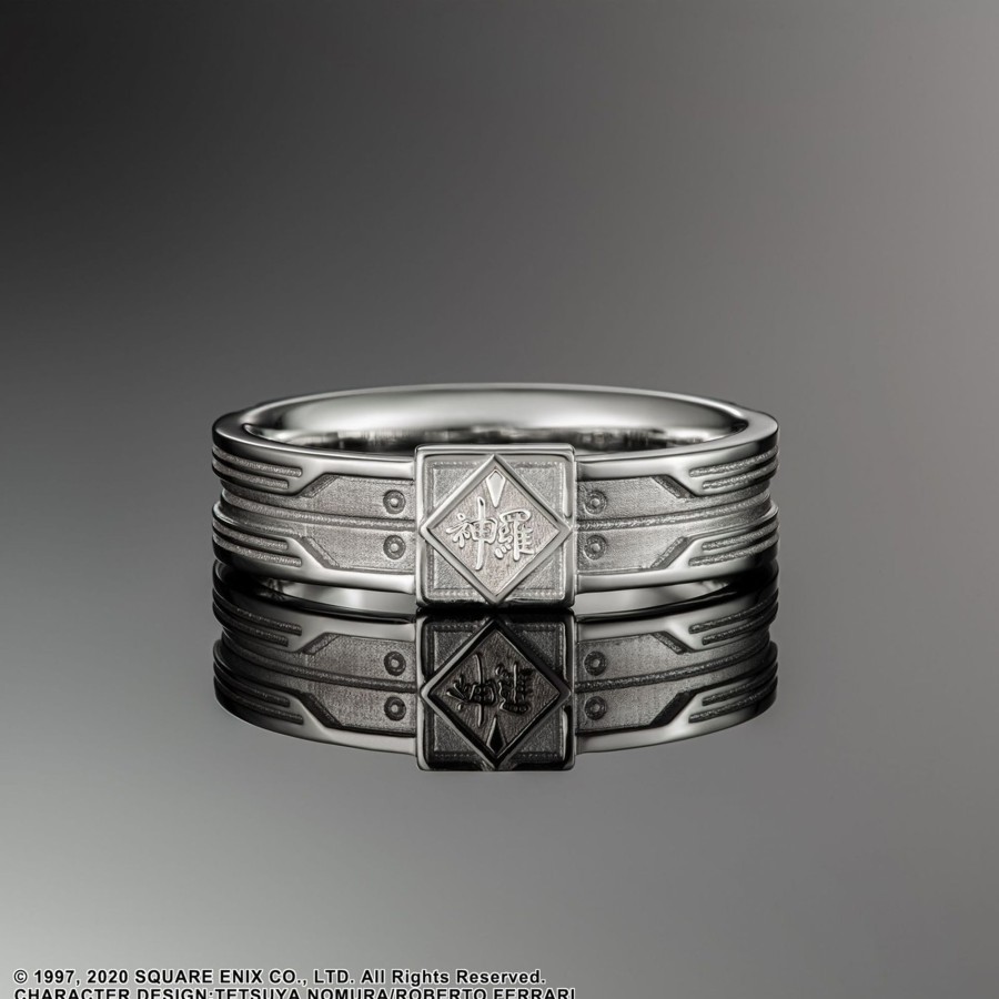 Merchandise FINAL FANTASY XIV Rings | Final Fantasy Vii Silver Ring - Shinra Materia Type B (Citrine + Ruby) Size 13