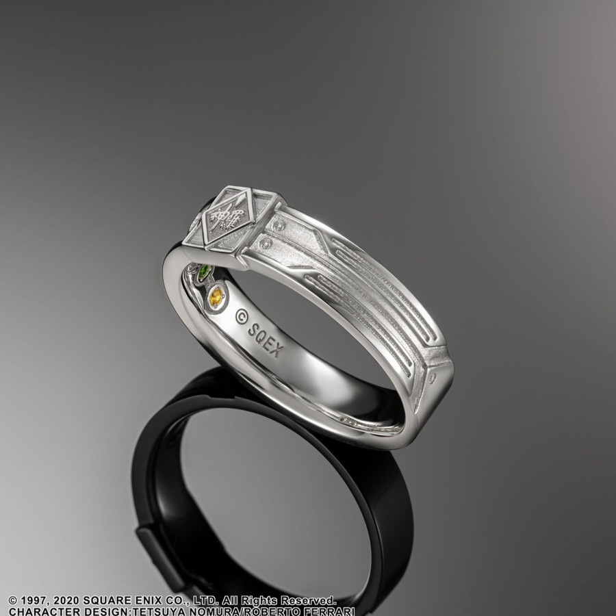 Merchandise FINAL FANTASY XIV Rings | Final Fantasy Vii Silver Ring - Shinra Materia Type B (Citrine + Ruby) Size 13