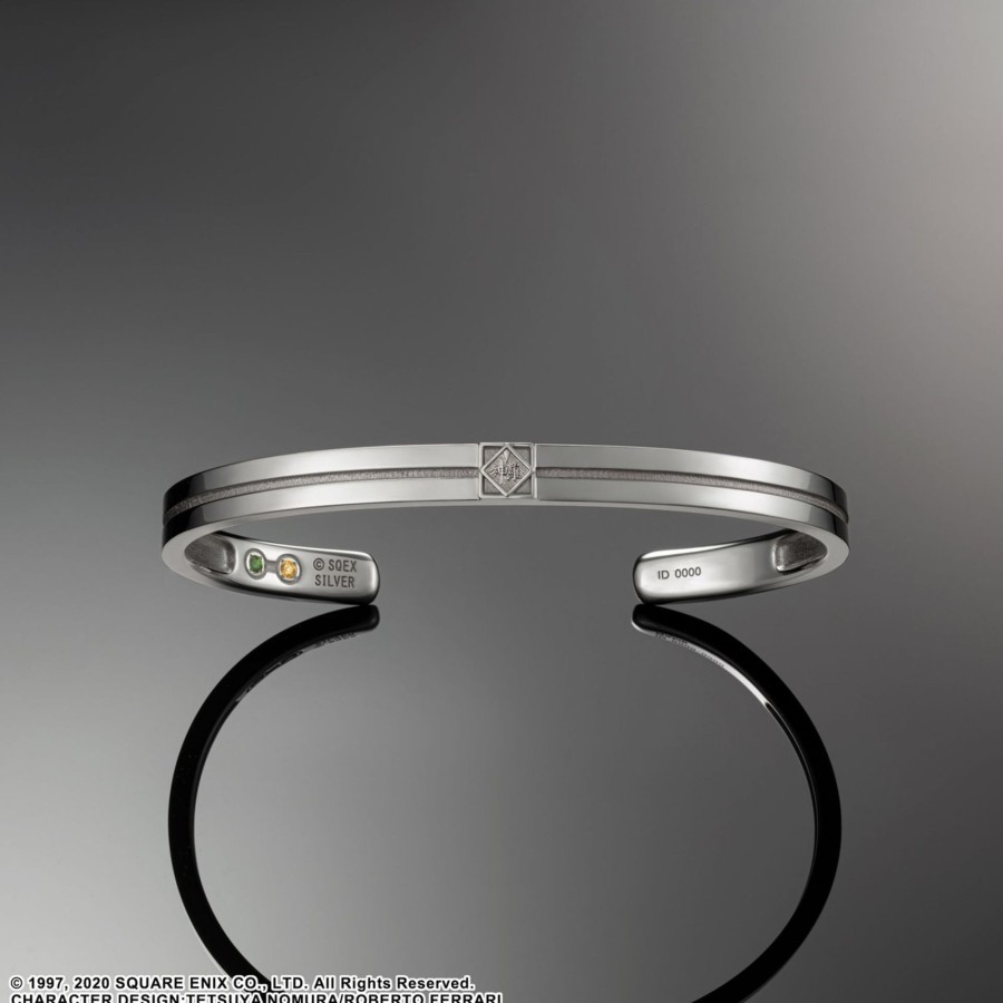 Merchandise FINAL FANTASY XIII Bracelets | Final Fantasy Vii Silver Bangle - Shinra Materia Type C (Green Tourmaline + Citrne)