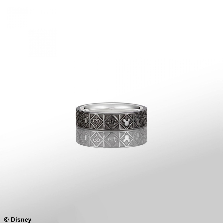 Merchandise Kingdom Hearts Rings | Kingdom Hearts Monogram Black Silver Ring