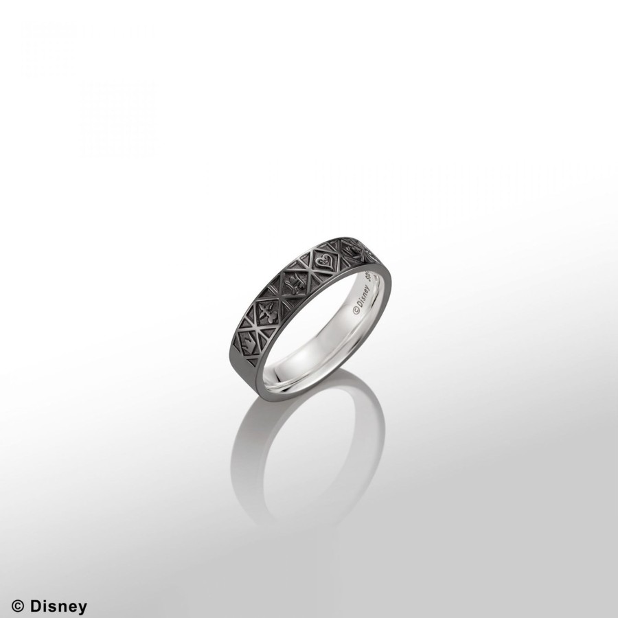 Merchandise Kingdom Hearts Rings | Kingdom Hearts Monogram Black Silver Ring