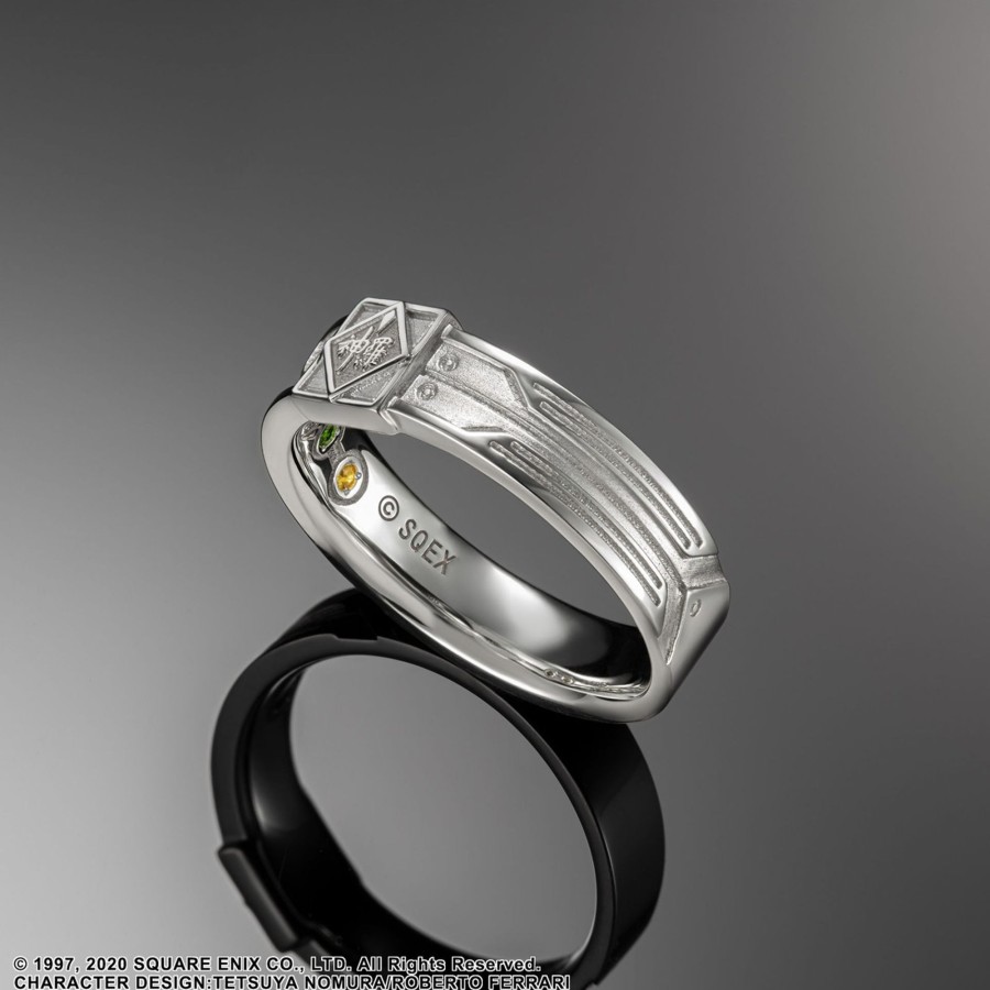 Merchandise FINAL FANTASY XIV Rings | Final Fantasy Vii Silver Ring - Shinra Materia Type B (Citrine + Ruby) Size 23