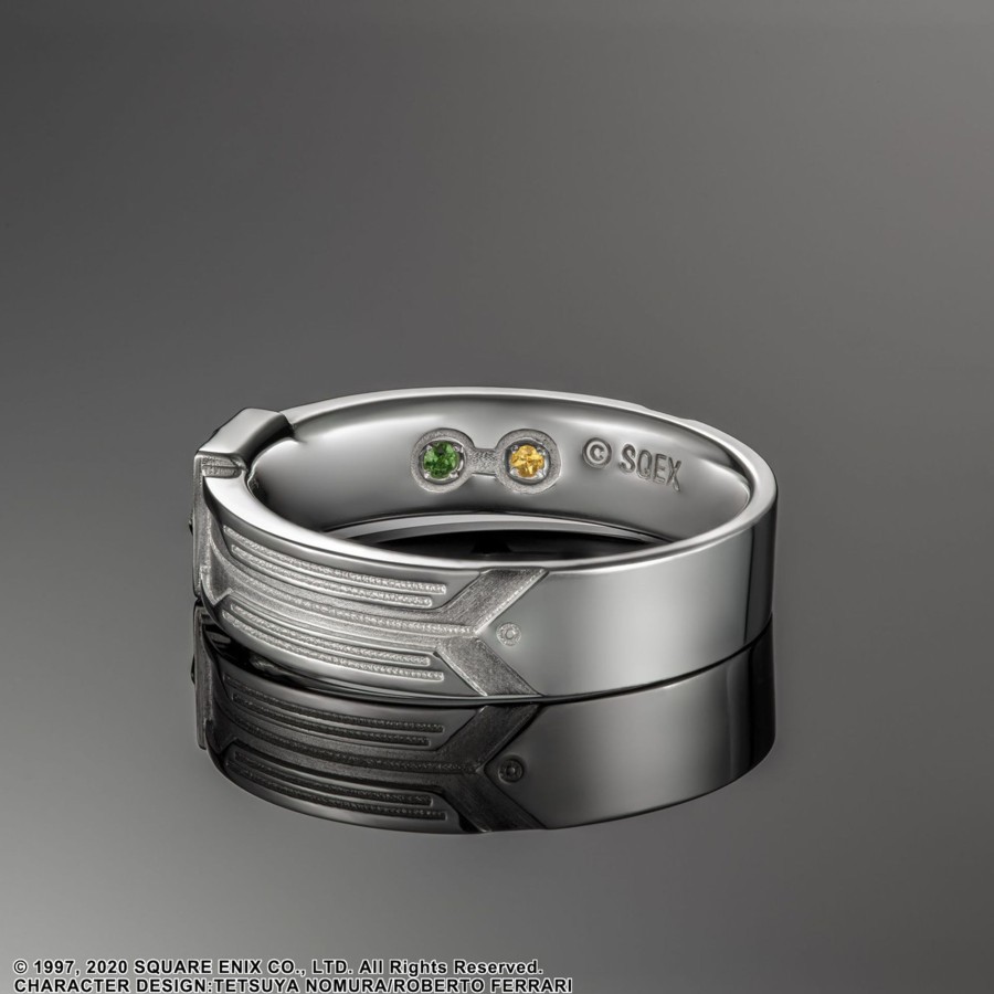 Merchandise FINAL FANTASY XIV Rings | Final Fantasy Vii Silver Ring - Shinra Materia Type B (Citrine + Ruby) Size 15