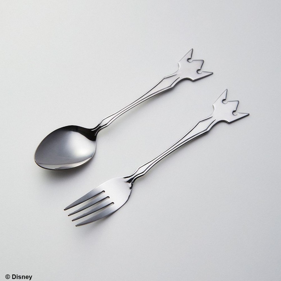 Merchandise Kingdom Hearts Kitchen | Kingdom Hearts Fork & Spoon Set - Crown Silver