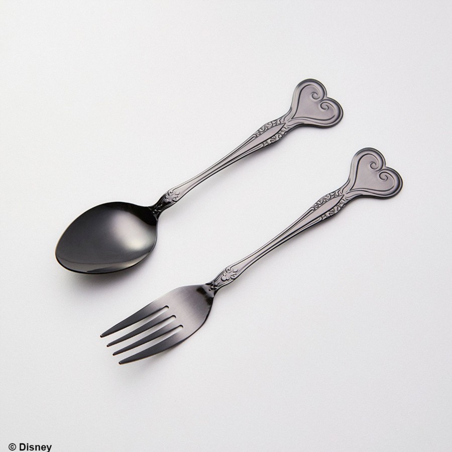 Merchandise Kingdom Hearts Kitchen | Kingdom Hearts Fork & Spoon Set - Heart Black